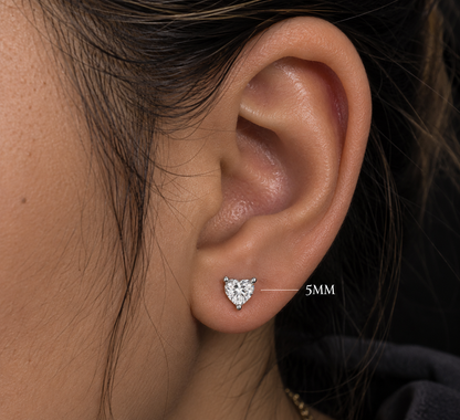 925 Sterling Silver Moissanite Heart Stud Earrings