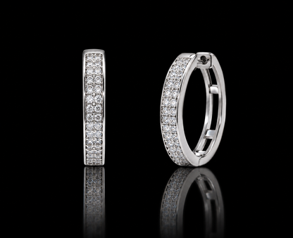 925 Sterling Silver Moissanite Studded Huggie Hoop Earrings 14.5MM