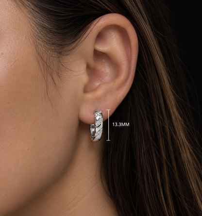 925 Sterling Silver Moissanite Pave Accent Hoop Earrings 13.3MM