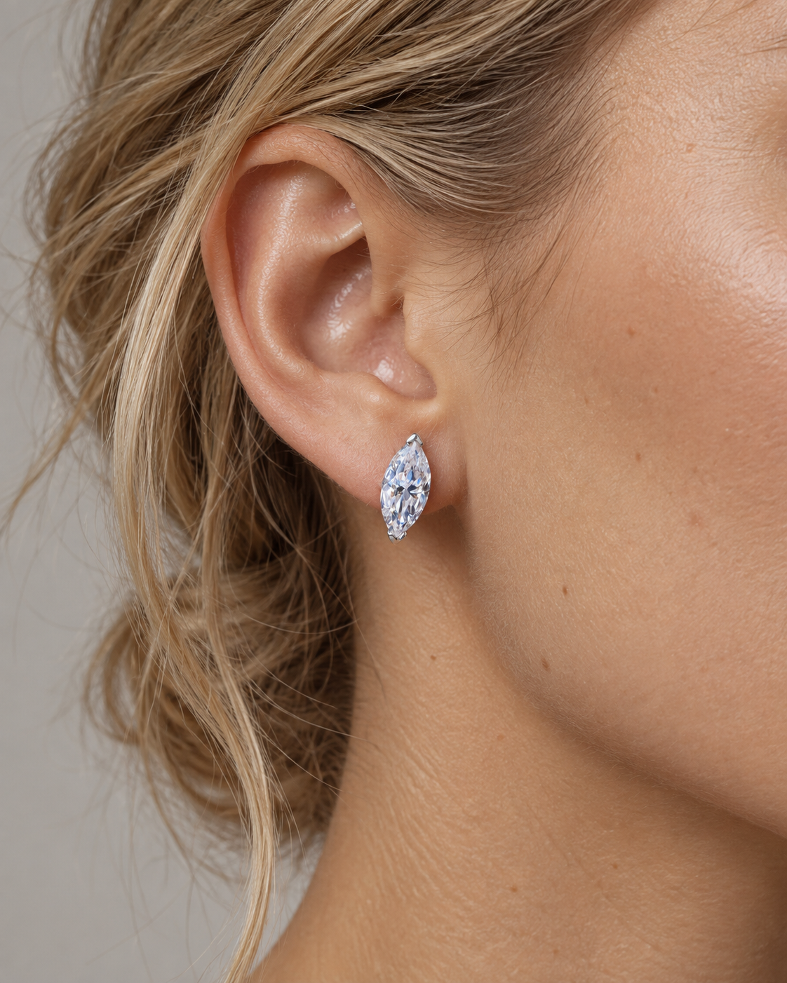 925 Sterling Silver Moissanite Marquise Earrings