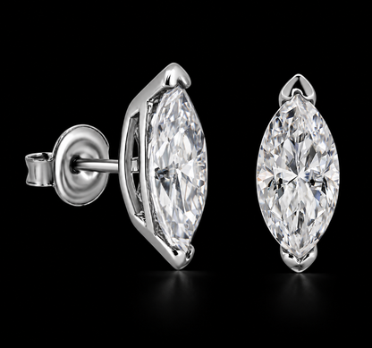 925 Sterling Silver Moissanite Marquise Earrings