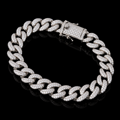 925 Sterling Silver Moissanite Miami Cuban 9.5MM Chain & Bracelet