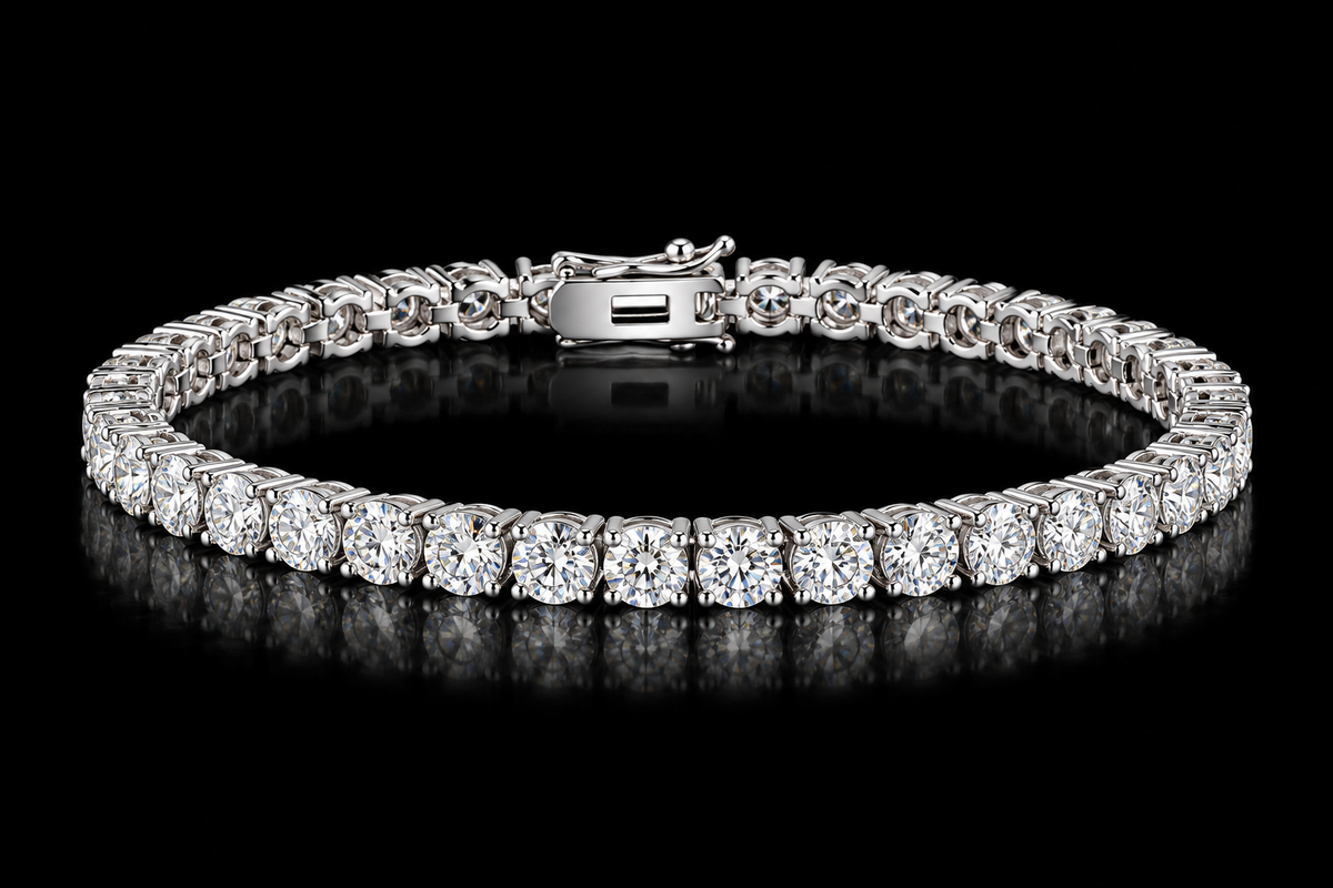 925 Sterling Silver Moissanite 5MM Tennis Chain & Bracelet