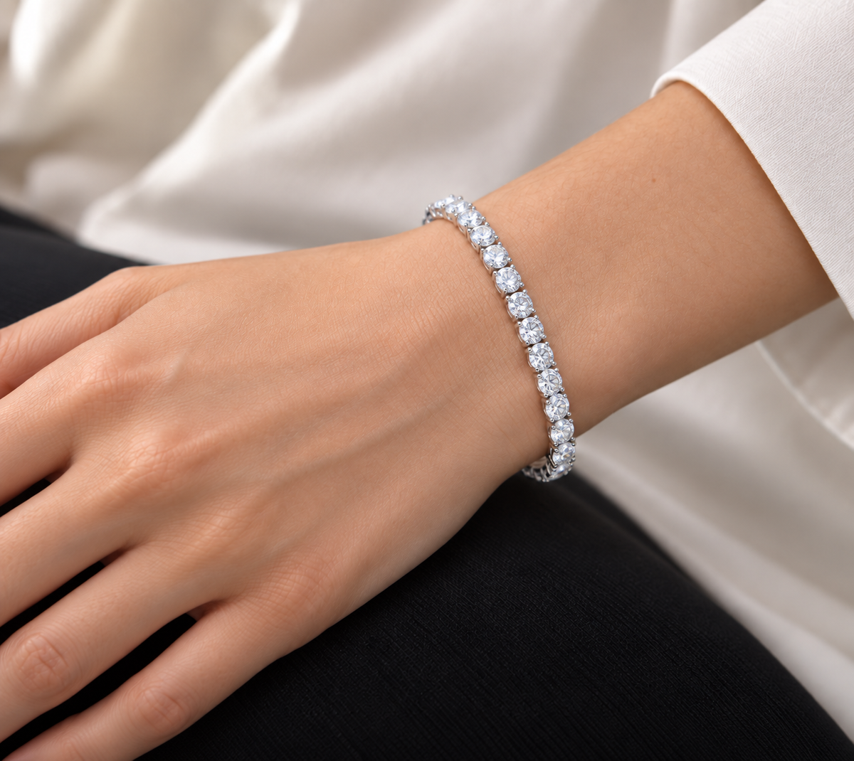 925 Sterling Silver Moissanite 5MM Tennis Chain & Bracelet
