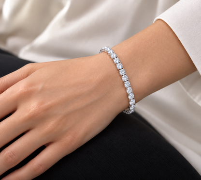 925 Sterling Silver Moissanite 5MM Tennis Chain & Bracelet