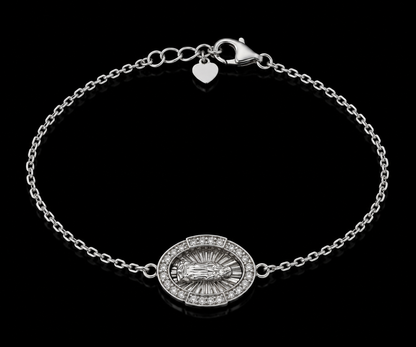 925 Sterling Silver Moissanite Guadalupe Oval Charm Bracelet