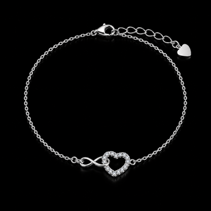925 Sterling Silver Moissanite Open Heart Infinity Bracelet