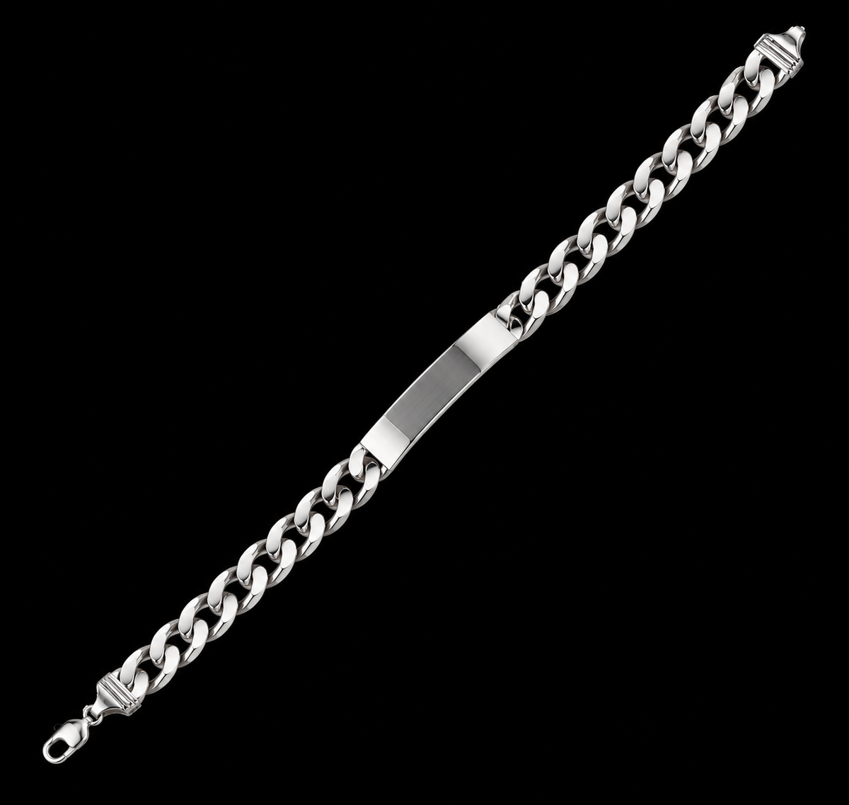 925 Sterling Silver 6.8MM Engravable Super Flat Curb ID Bracelet