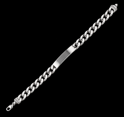 925 Sterling Silver 6.8MM Engravable Super Flat Curb ID Bracelet