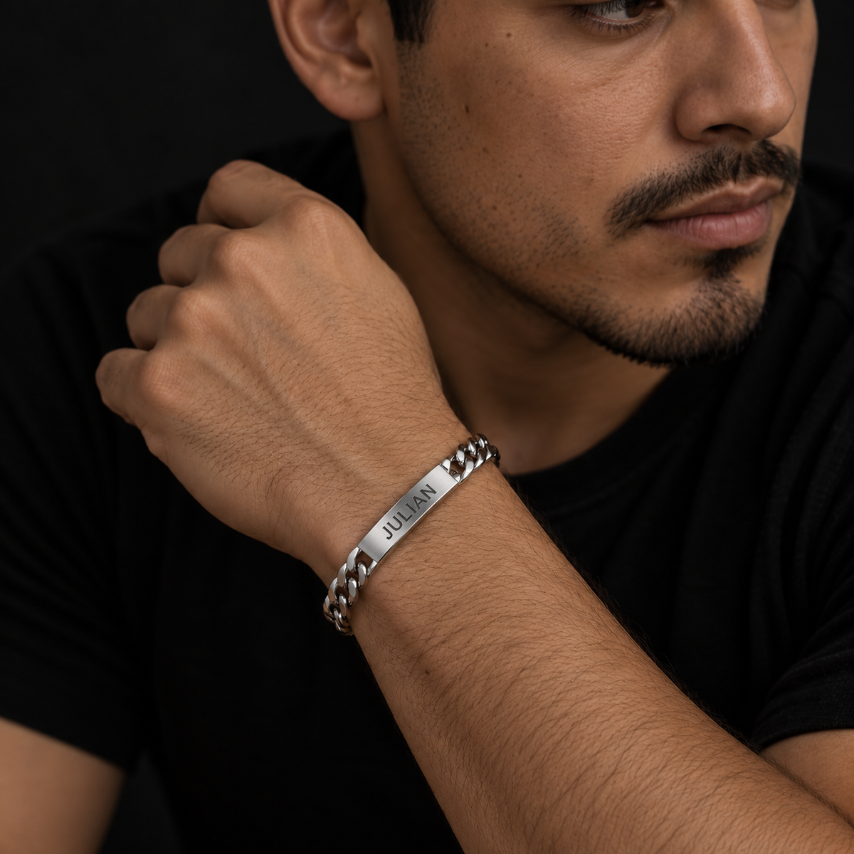 925 Sterling Silver 6.8MM Engravable Super Flat Curb ID Bracelet