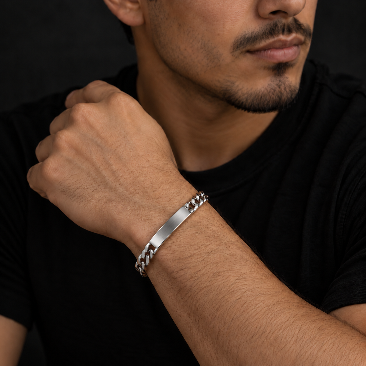 925 Sterling Silver 6.8MM Engravable Super Flat Curb ID Bracelet