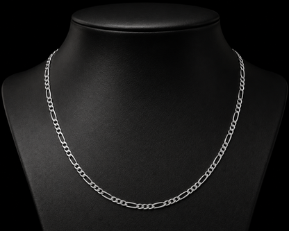 925 Sterling Silver 2.5MM Figaro Chain & Bracelet