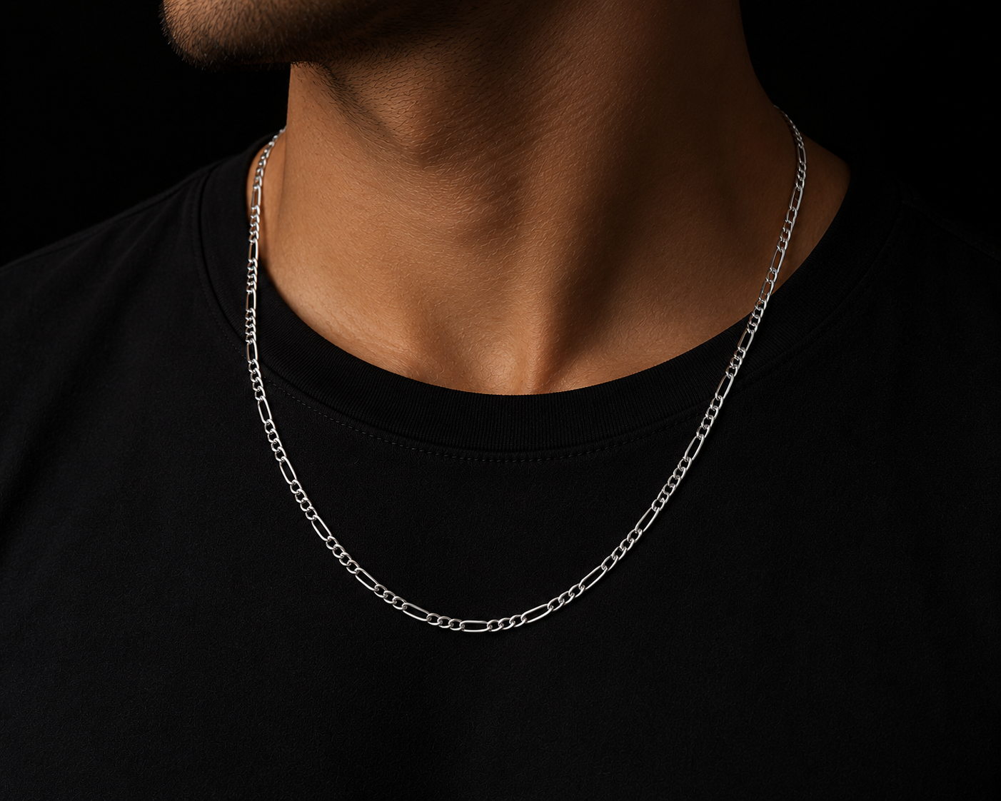 925 Sterling Silver 2.5MM Figaro Chain & Bracelet