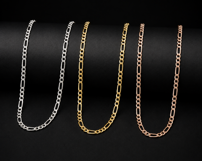 925 Sterling Silver 2.5MM Figaro Chain & Bracelet