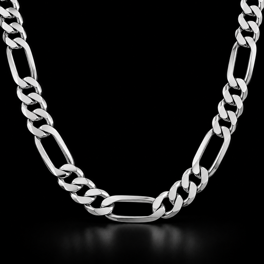 925 Sterling Silver 20MM Figaro Chain & Bracelet