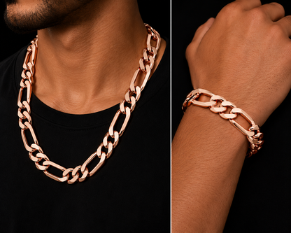 925 Sterling Silver 20MM Figaro Chain & Bracelet