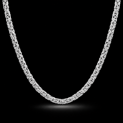925 Sterling Silver 2.5MM Diamond Cut Square Byzantine Chain & Bracelet