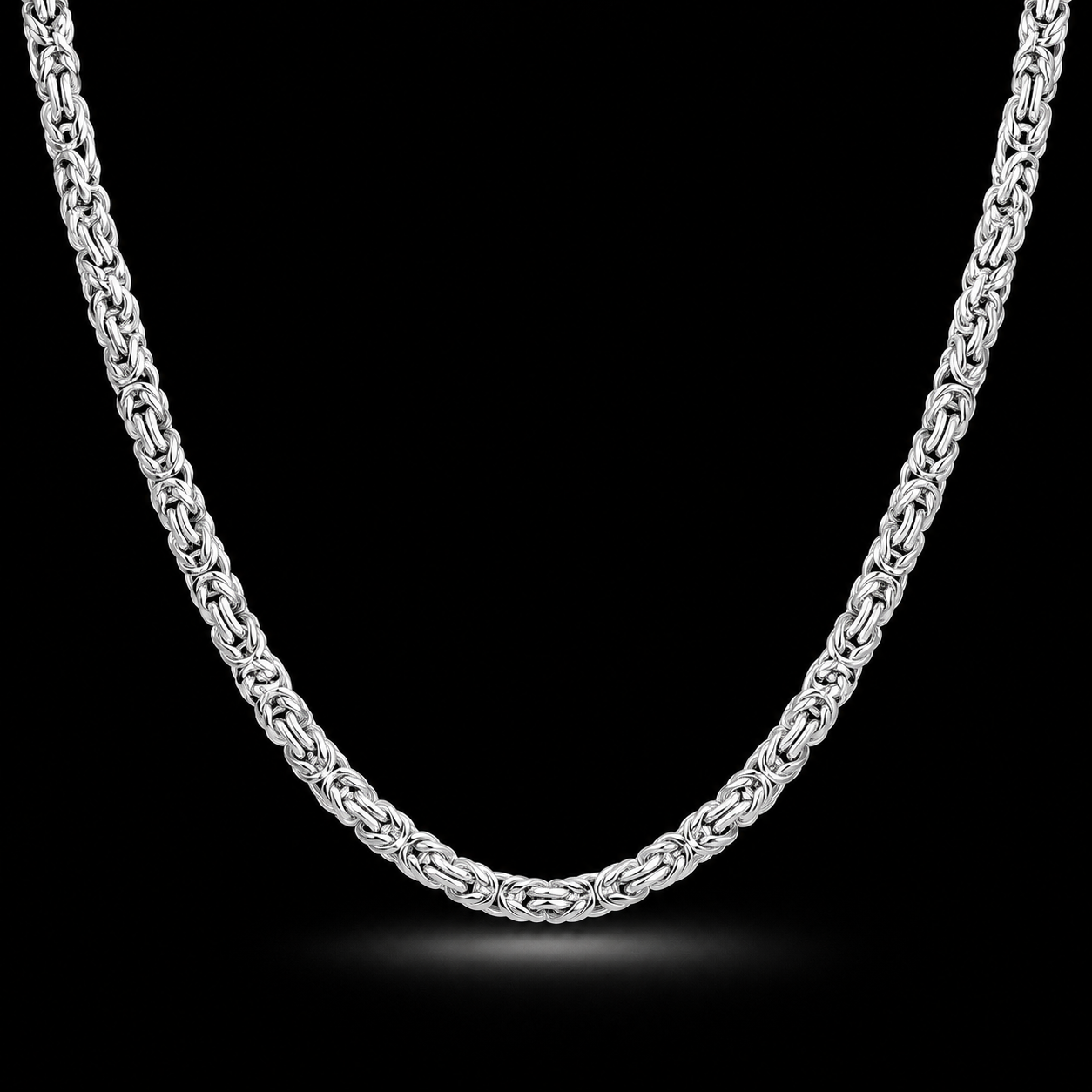 925 Sterling Silver 4.5MM Diamond Cut Square Byzantine Chain & Bracelet