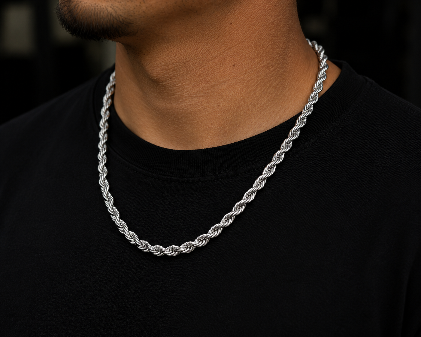 925 Sterling Silver 6.5MM Hollow Rope Chain