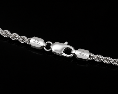 925 Sterling Silver 6.5MM Hollow Rope Chain