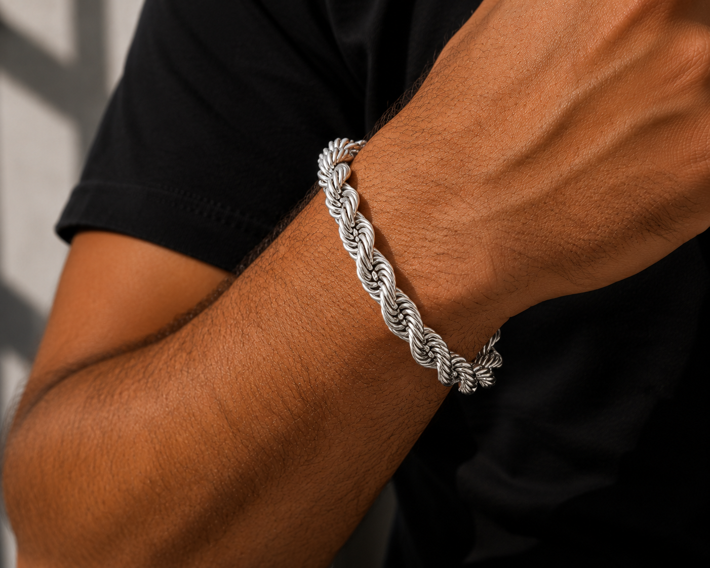 925 Sterling Silver 9.5MM Hollow Rope Chain