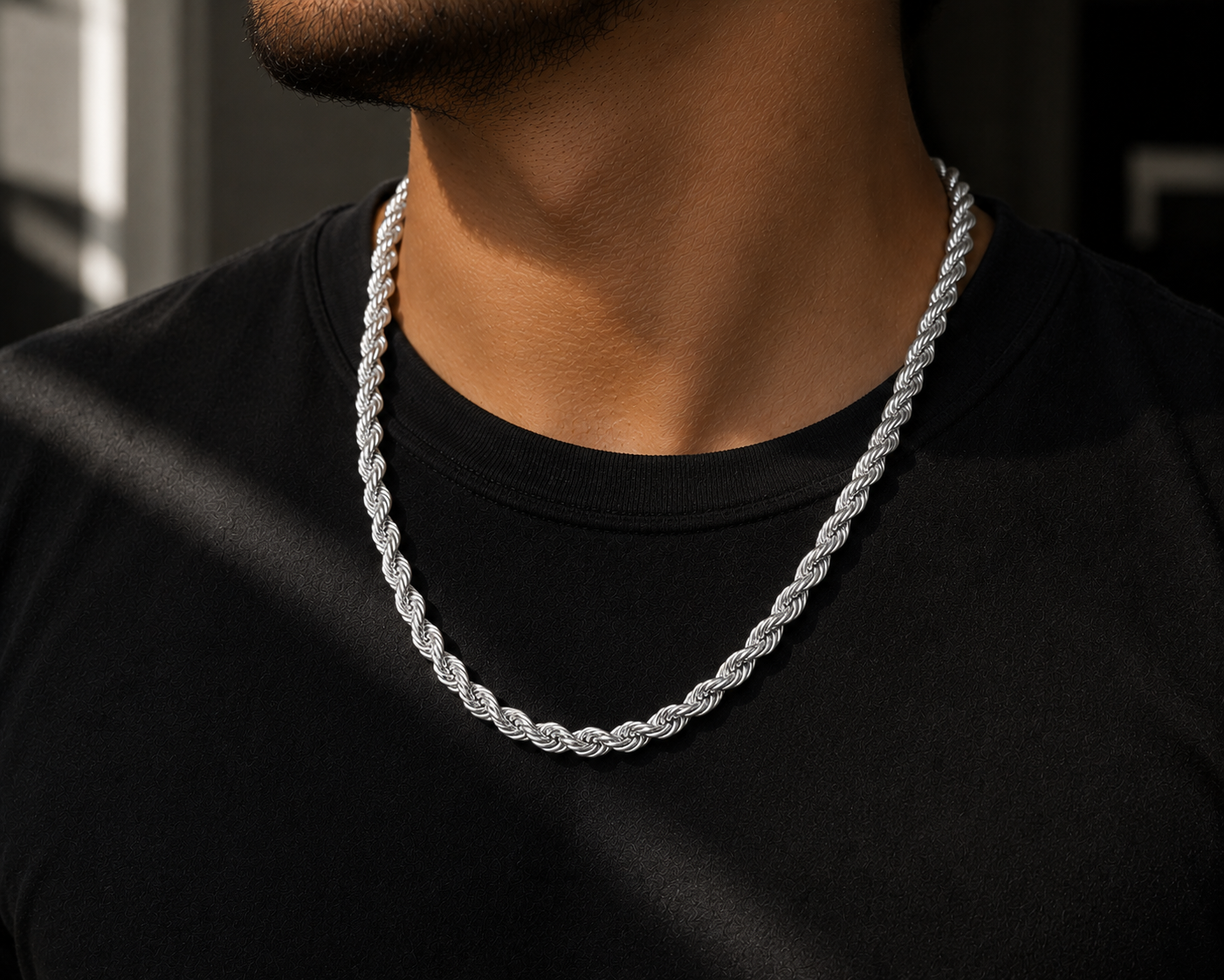 925 Sterling Silver 9.5MM Hollow Rope Chain
