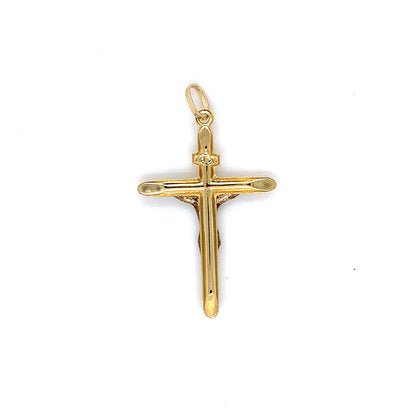 14K Two Tone Semi-Hollow Cross Pendant