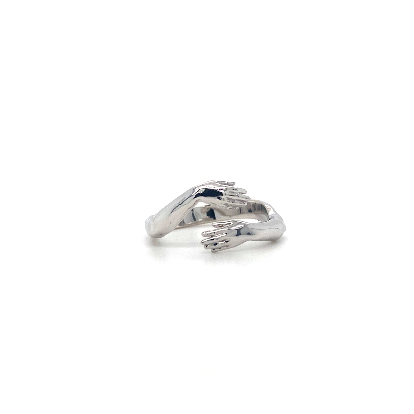 Reaching Hand In 14K White Gold Ring