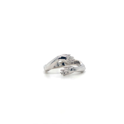 Reaching Hand In 14K White Gold Ring