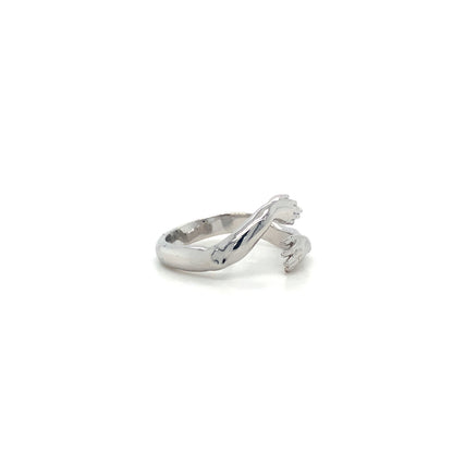 Reaching Hand In 14K White Gold Ring
