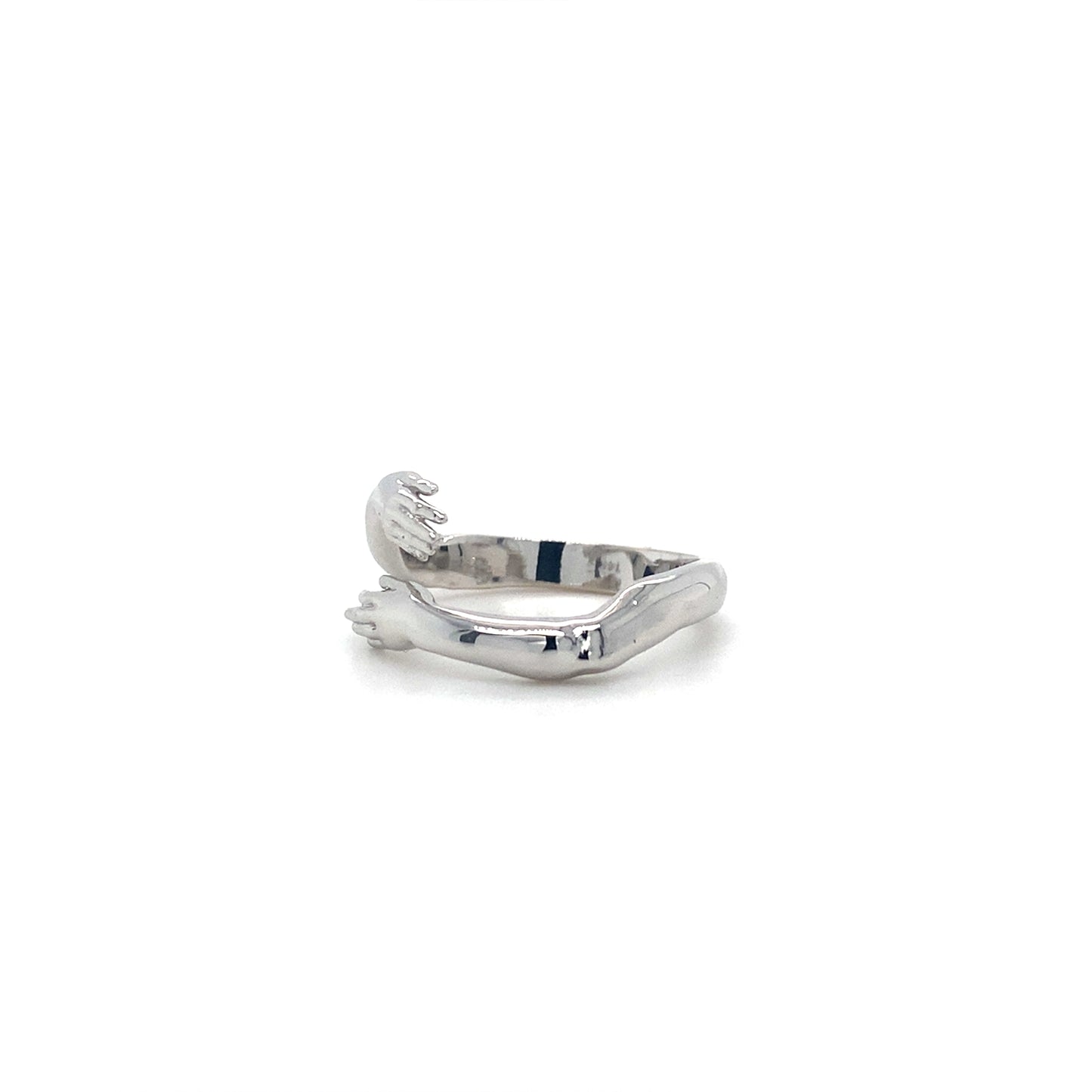 Reaching Hand In 14K White Gold Ring