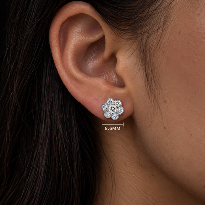 925 Sterling Silver Moissanite Cluster Flower Stud Earrings