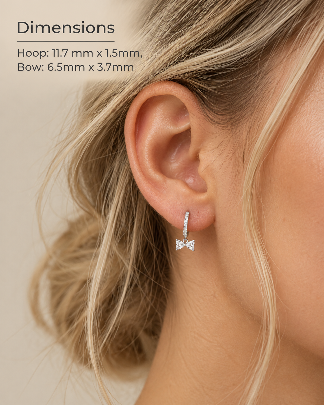 925 Sterling Silver Moissanite Bow Hoop Earrings