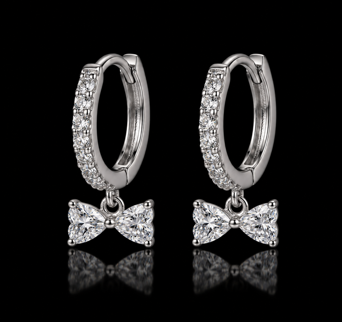 925 Sterling Silver Moissanite Bow Hoop Earrings