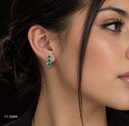 925 Sterling Silver Emerald Green Moissanite Huggie Hoop Earrings