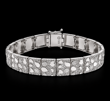 925 Sterling Silver 11.5MM Clustered Nugget Bracelet