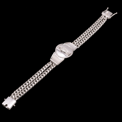 925 Sterling Silver 12.4MM Two Strand Curb Saint Jude Bracelet