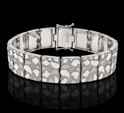 925 Sterling Silver 15.9MM Clustered Nugget Bracelet