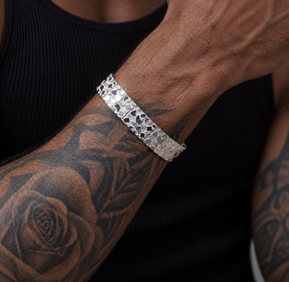 925 Sterling Silver 15.9MM Clustered Nugget Bracelet