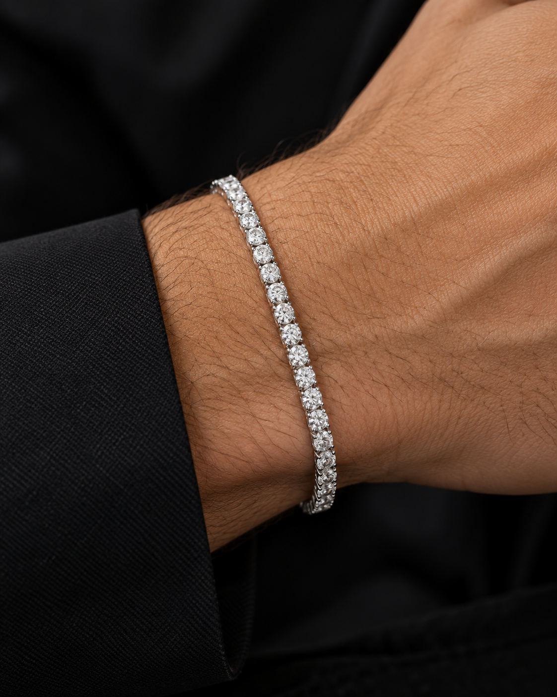 925 Sterling Silver Moissanite 3MM Tennis Chain & Bracelet