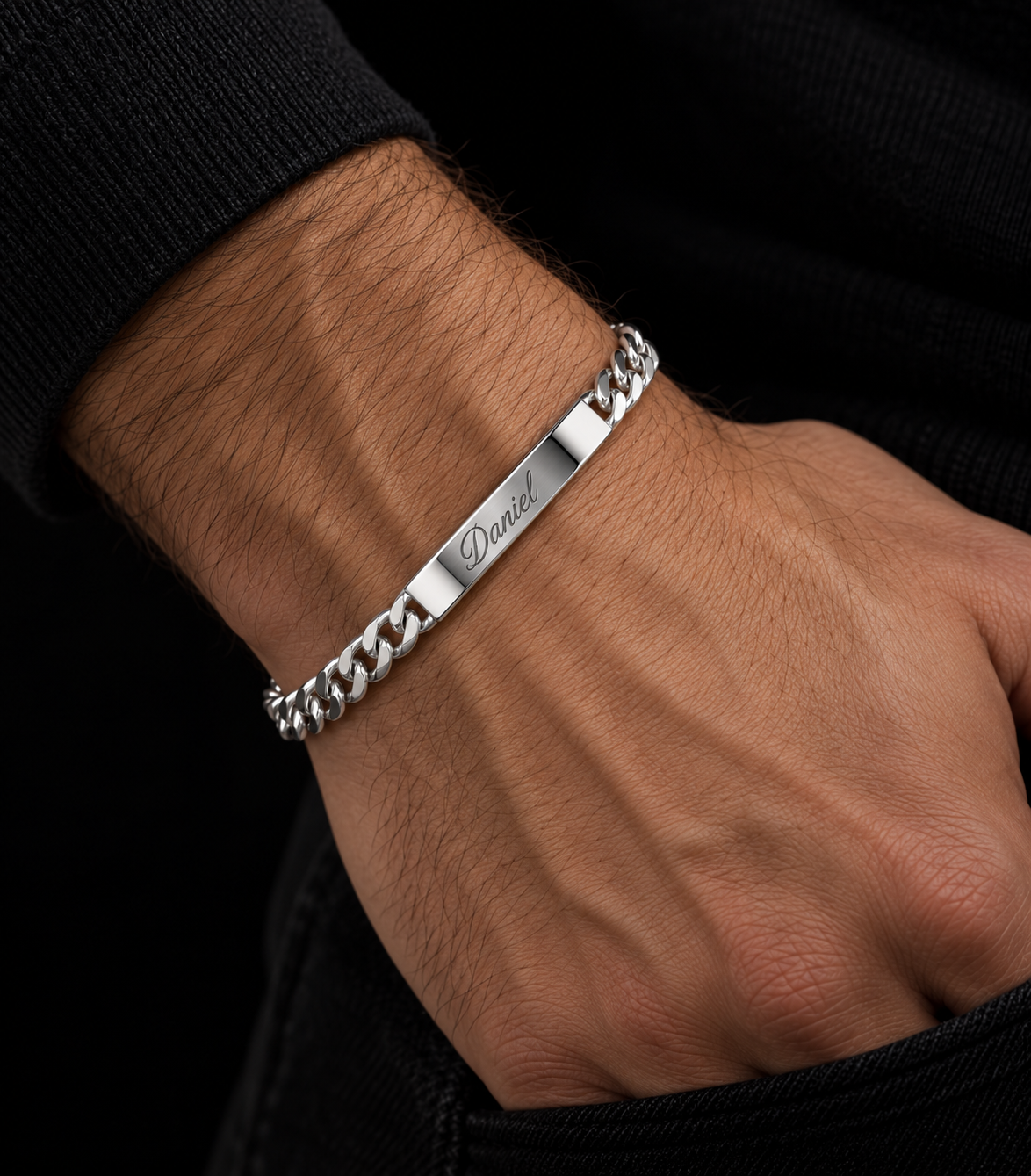 925 Sterling Silver 5.6MM Engravable Super Flat Curb ID Bracelet