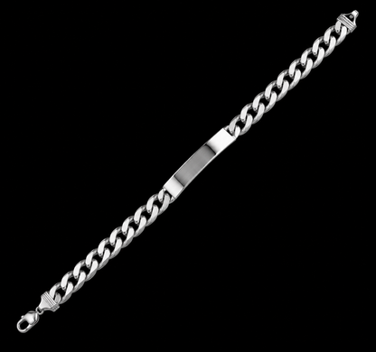 925 Sterling Silver 5.6MM Engravable Super Flat Curb ID Bracelet