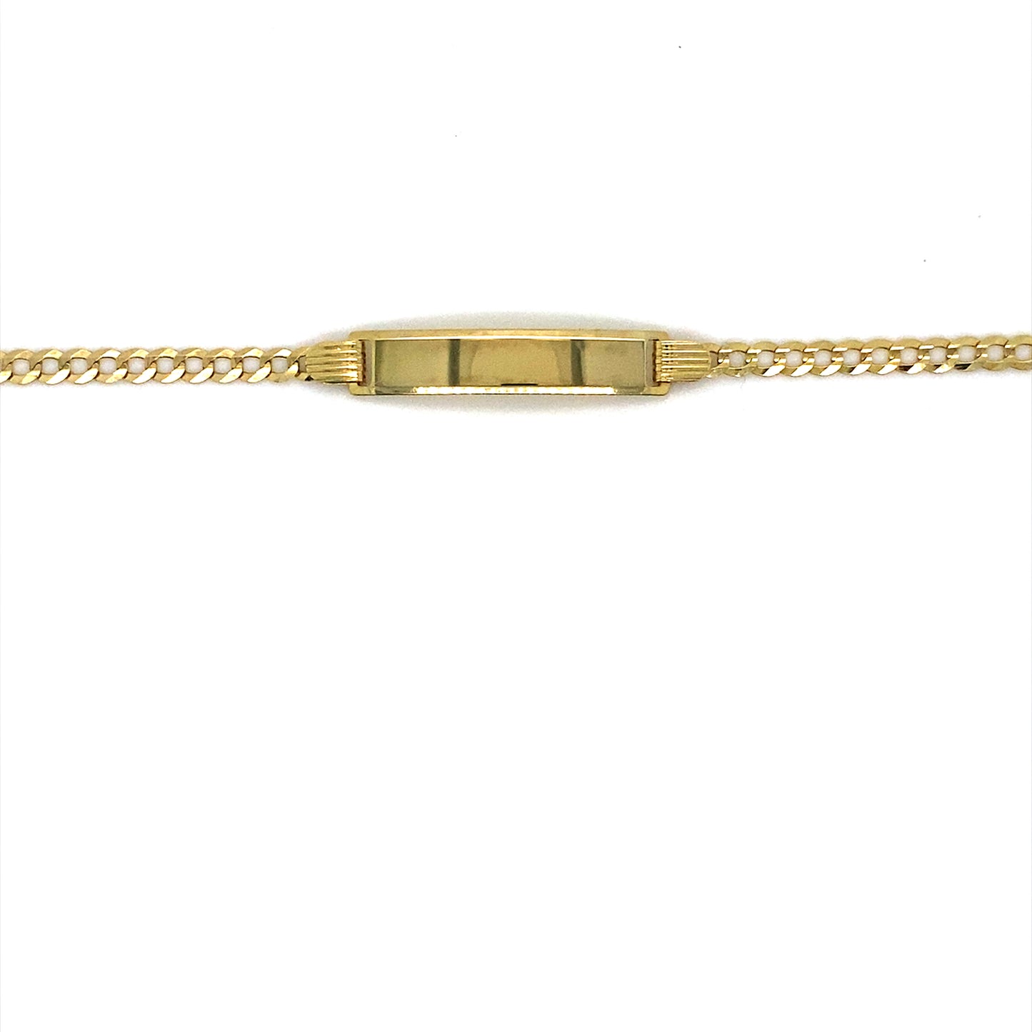 14K Yellow Gold Curb Link ID Bracelet 6”