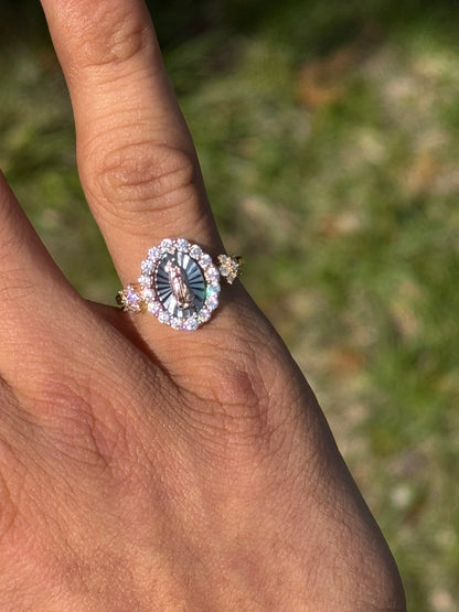 14K Tri Color Lady Of Guadalupe Rings