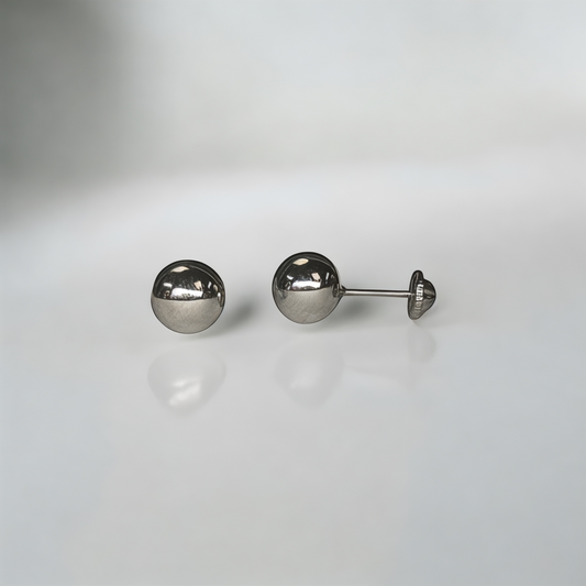14K White Gold Ball Studs