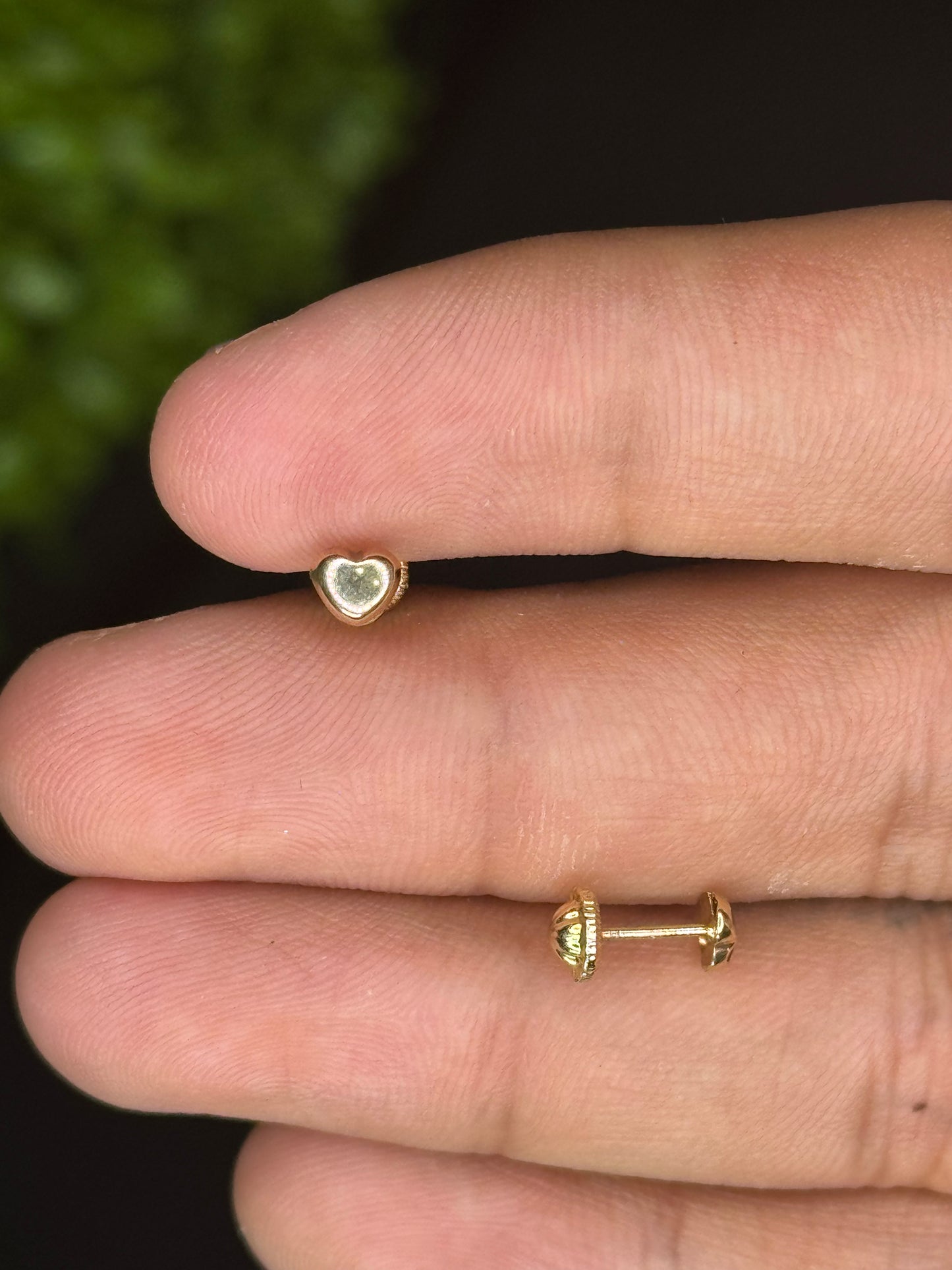 14K Yellow Gold Heart Studs