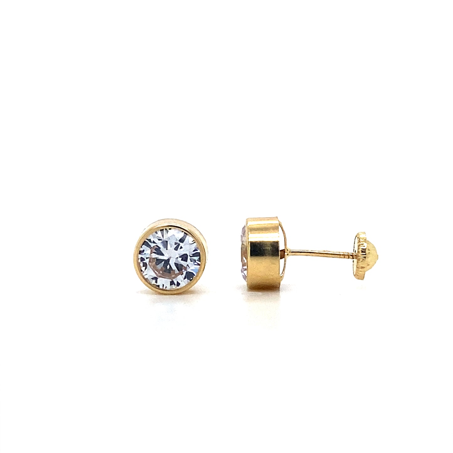 14K Yellow Gold Bezel Set Studs