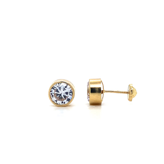 14K Yellow Gold Bezel Set Studs