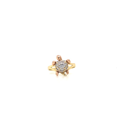 14K Two-Tone Turtle Ring