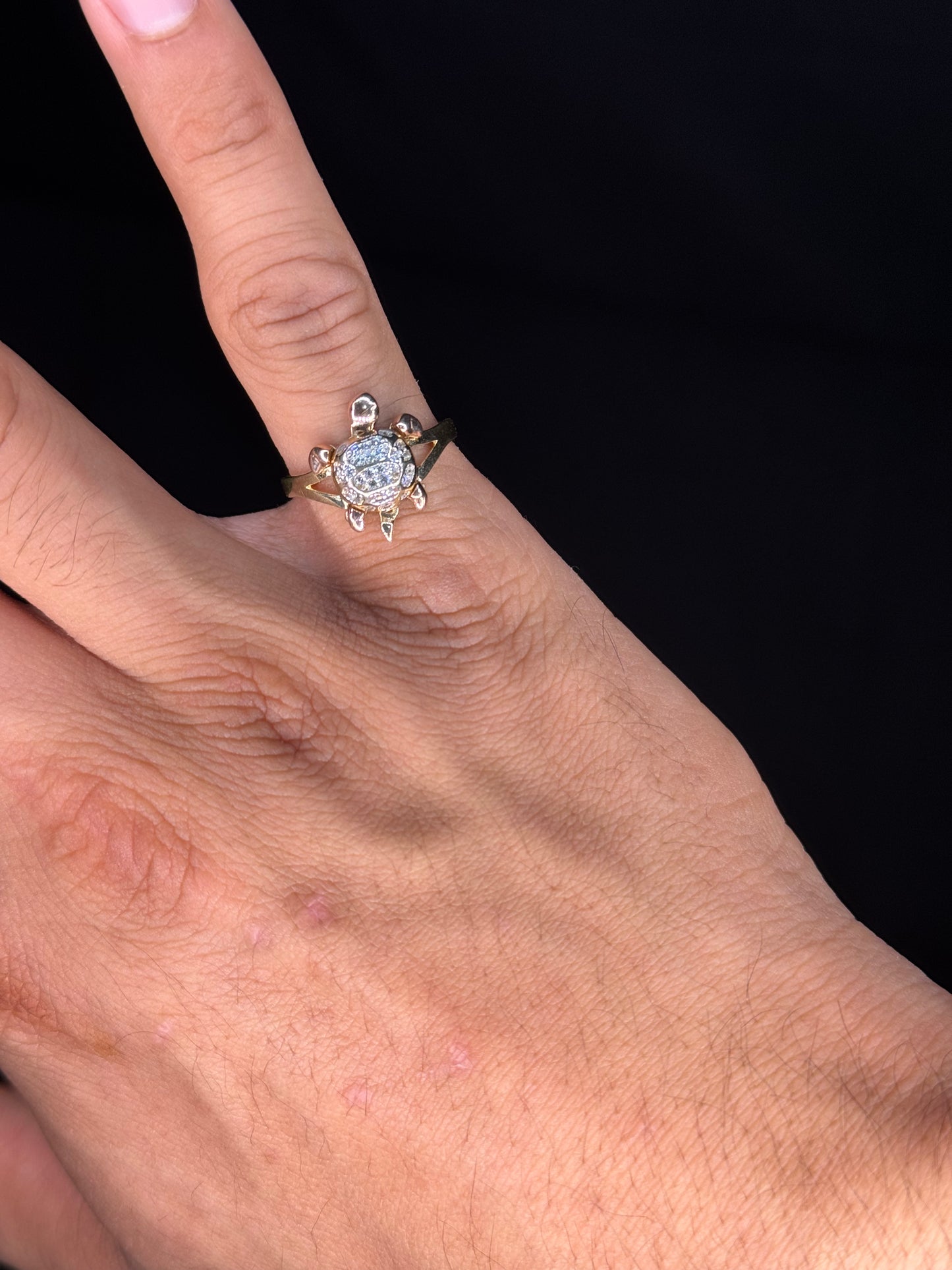 14K Two-Tone Turtle Ring
